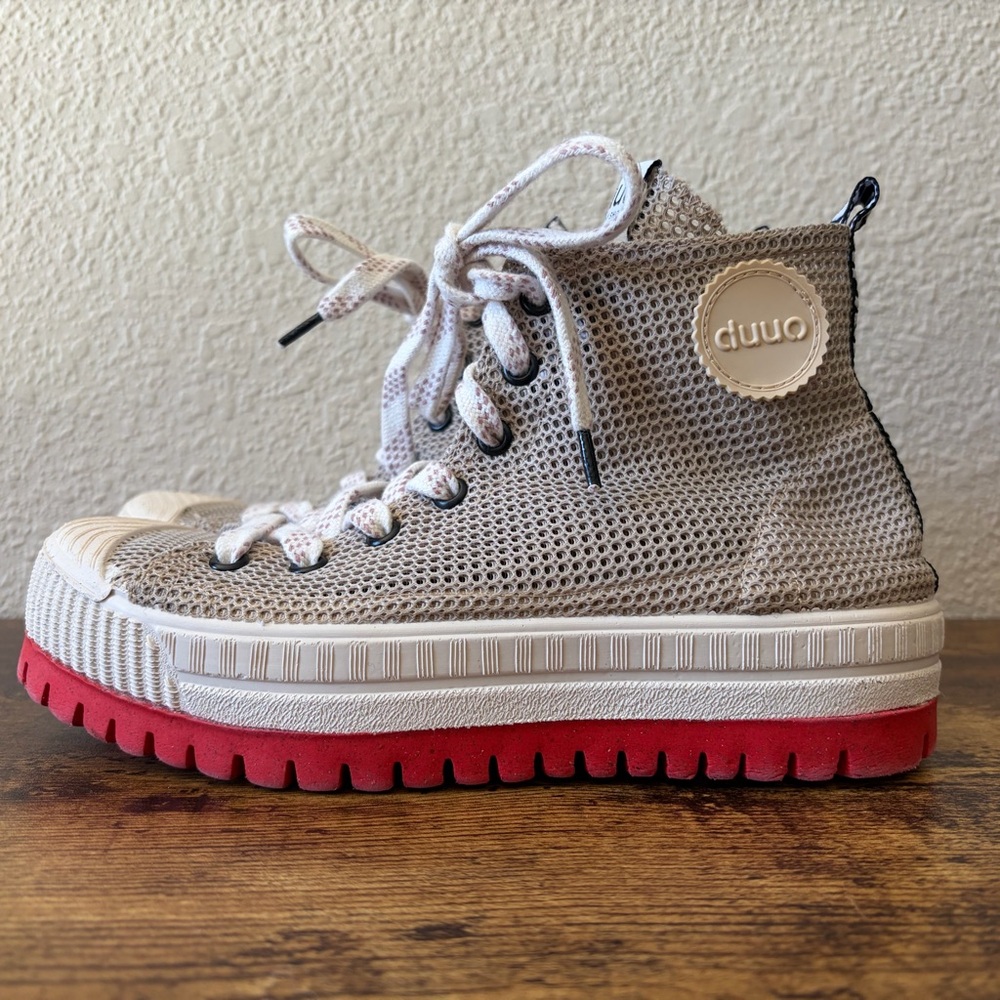 DUUO Women’s 36 / US 5 COL PLUS NET beige mesh platform sneakers sustainable